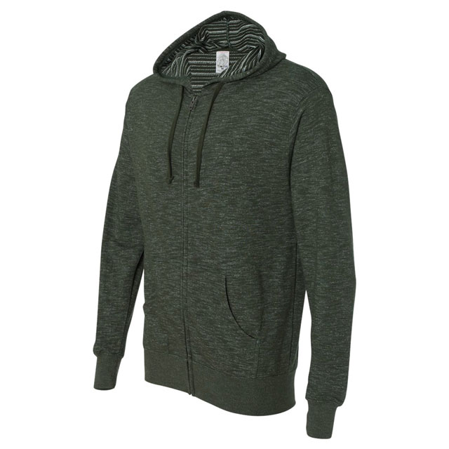 Independent Trading Co. - Baja Stripe French Terry Full-Zip Hood - Verde Bosque