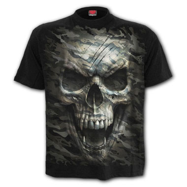Spiral Direct - CAMO-SKULL - T-Shirt Black Spiral Direct - CAMO-SKULL - T-Shirt Black