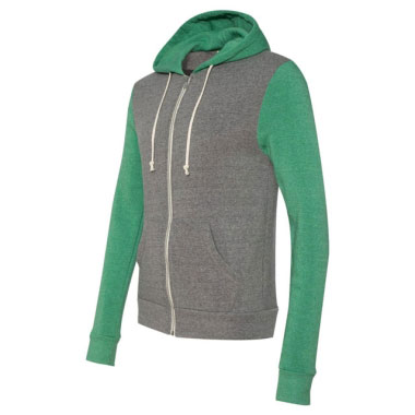 Alternative - Rocky Unisex Colorblocked Eco-Fleece Hooded Full-Zip - Eco Grey/ Eco True Green Alternative - Rocky Unisex Colorblocked Eco-Fleece Hooded Full-Zip - Eco Grey/ Eco True Green