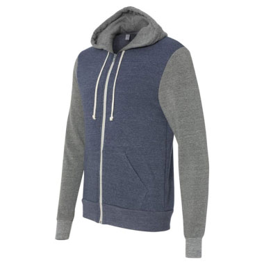 Alternative - Rocky Unisex Colorblocked Eco-Fleece Hooded Full-Zip - Eco True Navy/ Eco Grey