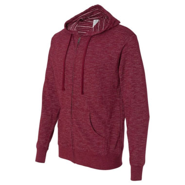 Independent Trading Co. - Baja Stripe French Terry Full-Zip Hood - Rojo Cardenal Independent Trading Co. - Baja Stripe French Terry Full-Zip Hood - Rojo Cardenal