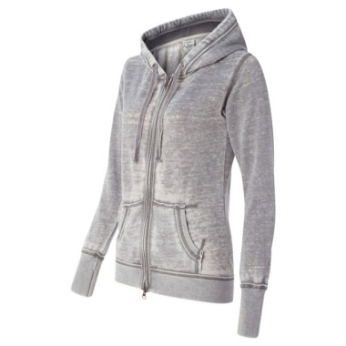 J. America - Women's Zen Fleece Full-Zip Hooded Sweatshirt - Cement