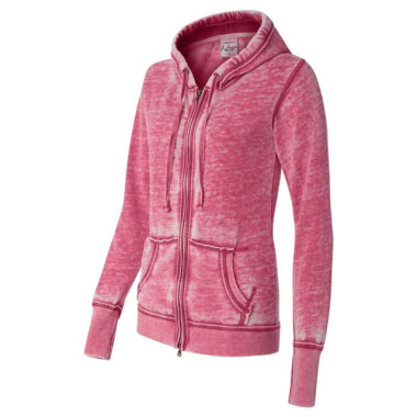 J. America - Women's Zen Fleece Full-Zip Hooded Sweatshirt - Wildberry
