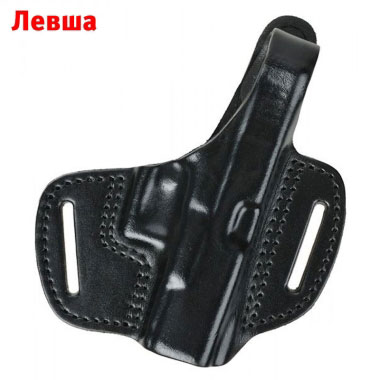 Stich Profi - Кобура Кожа ЛЕВША Glock 17 поясная на ремень 40мм Модель №2 - Чёрный