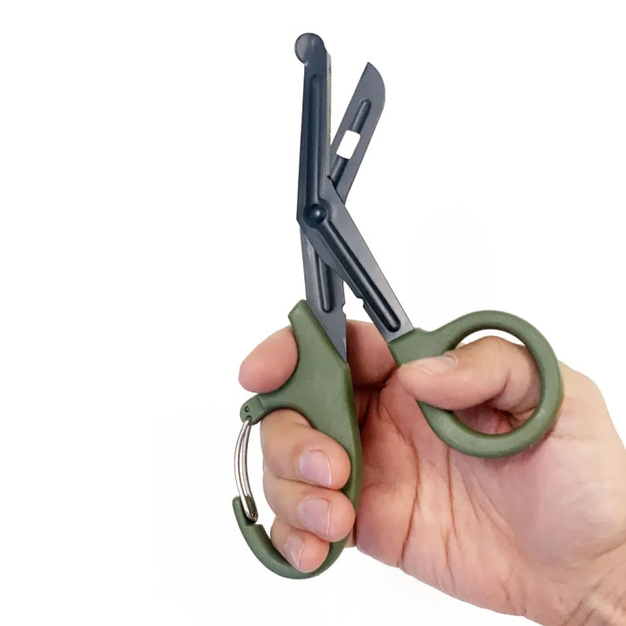 ТакМед - Ножницы тактические с карабином 19см - Олива