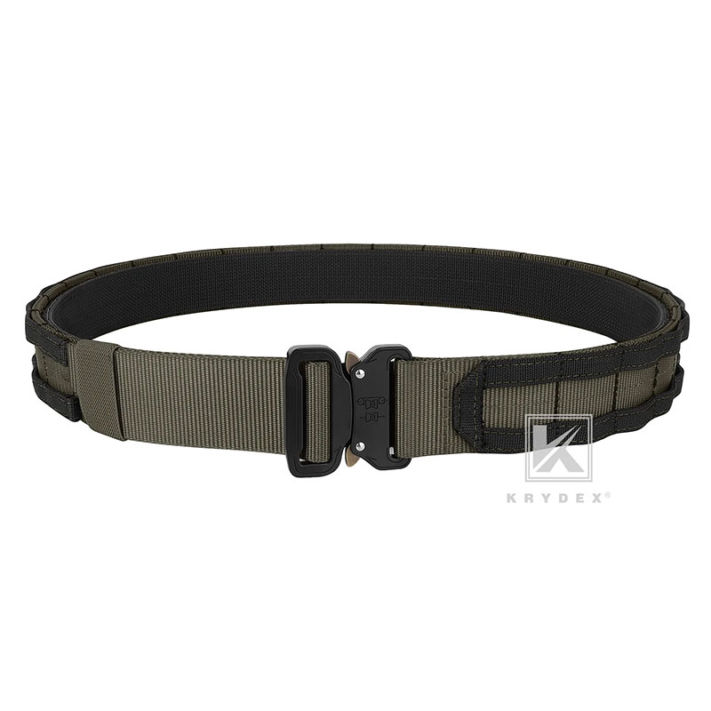 Krydex - Quick Release 1.5''-1.75'' Heavy Duty Metal Buckle Molle Rigger Outer & Inner Belt Military Airsoft Battle Tactical Outdoor Adjustable Waistband - Ranger Green