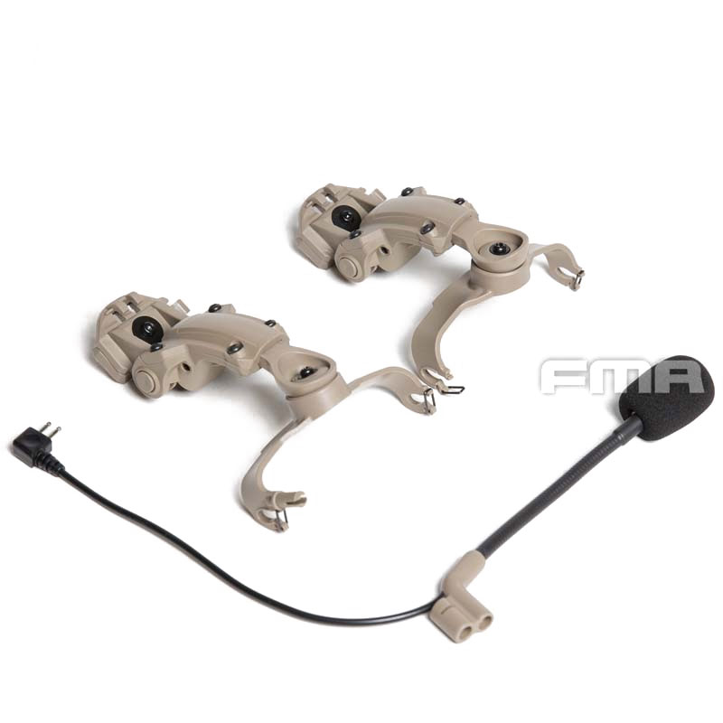 Адаптеры+гарнитура FMA - Tactical Headset COMTAC 2, COMTAC 3 Helmet ARC Rail Bracket Adapter - Dark Earth