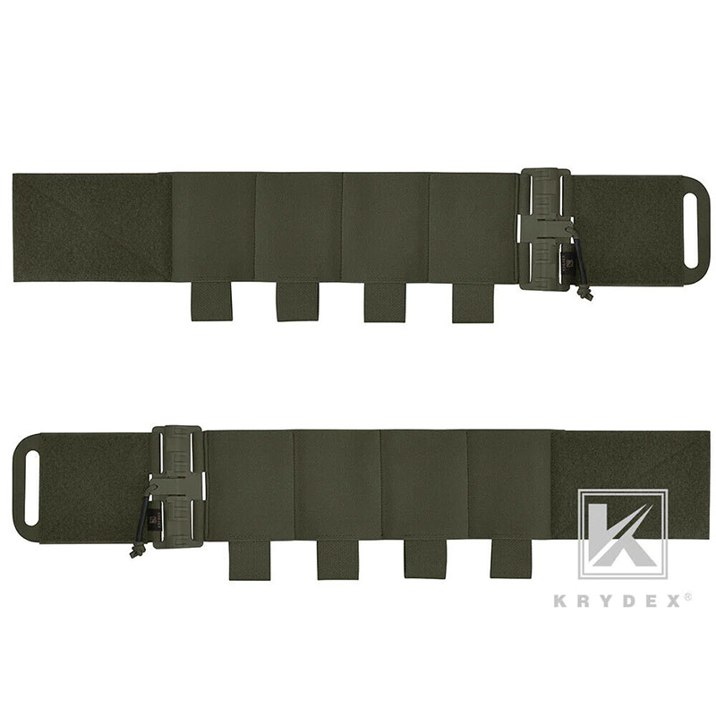 Krydex - Tactical Quick Release Hook & Loop Elastic QUAD Magazine Mag Carrier Cummerbund for Plate Carrier Vest 1 Pair - Ranger Green