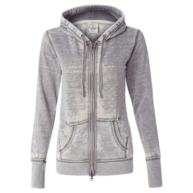 J. America - Women's Zen Fleece Full-Zip Hooded Sweatshirt - Cement