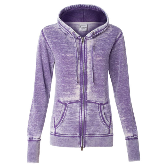 J. America - Women's Zen Fleece Full-Zip Hooded Sweatshirt - Very Berry