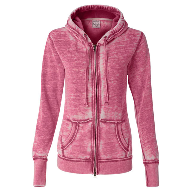 J. America - Women's Zen Fleece Full-Zip Hooded Sweatshirt - Wildberry