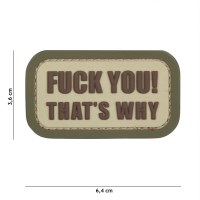 101 inc - Patch 3D PVC Fuck you that's why coyote