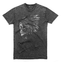Fifty5 Clothing - Native Indian Skull Men's Stone Wash T Shirt - Black Wash