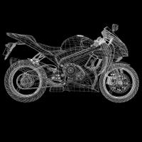 Fifty5 Clothing - Wireframe Motorcycle Men's T Shirt - Black