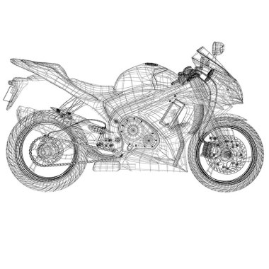 Fifty5 Clothing - Wireframe Motorcycle Men's T Shirt - White