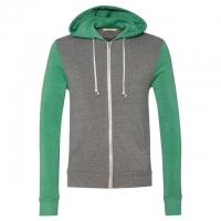Alternative - Rocky Unisex Colorblocked Eco-Fleece Hooded Full-Zip - Eco Grey/ Eco True Green