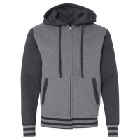 Independent Trading Co. - Unisex Varsity Full-Zip Hooded Sweatshirt - Gunmetal Heather/ Charcoal Heather